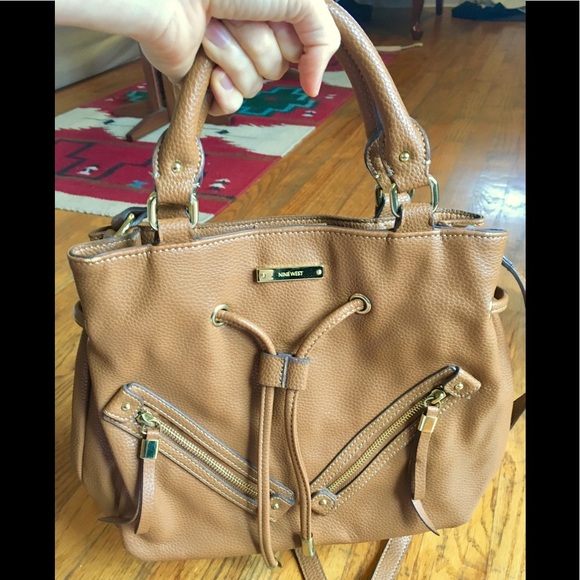 Free! 9 West Brown Gold Purse Crossbody & Handles - Picture 4 of 8